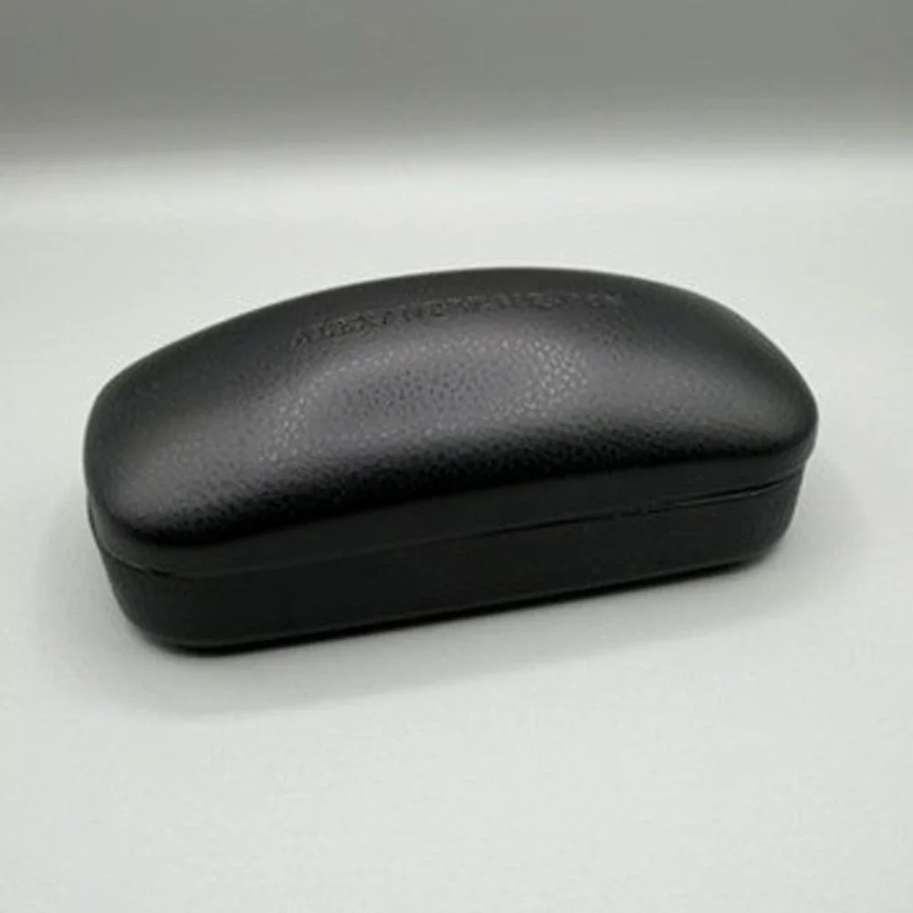 Alexander McQueen Black Textured Leather Sunglasses‎ Eyeglasses Hard Case